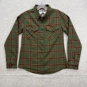 Dixxon Flannel Shirt Womens‎ Small Green Black Orange Siege Snap Tactical Rugged